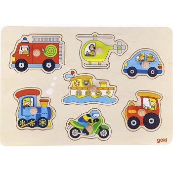 Image 1 of Goki Дървен пъзел с дръжки Goki - Транспортни средства (57491)
