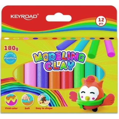 Plastelína KEYROAD neónová, blister 12 ks, mix farieb