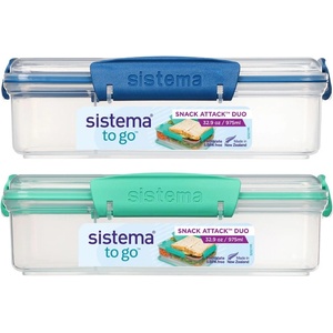 Holmes Products (Europe) Limited Кутия за закуски Sistema To Go Snack Attack Duo с 2 отделни отделения 975 мл, смесени цветове