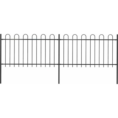 vidaXL Zahradní plot s obloukem nahoře ocelový 359 x 100 cm černý