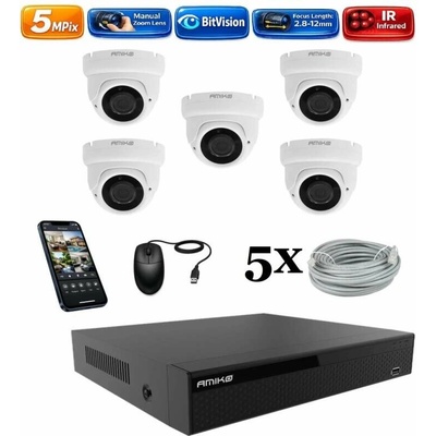 Amiko IP 5 kamerový set Manual Zoom Dome 1505K5