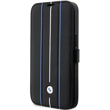 BMW Калъф BMW BMBKP14X22RVSK за iPhone 14 Pro Max 6.7"", черен / черен, Leather Stamp Blue Lines (BMW000540-0)