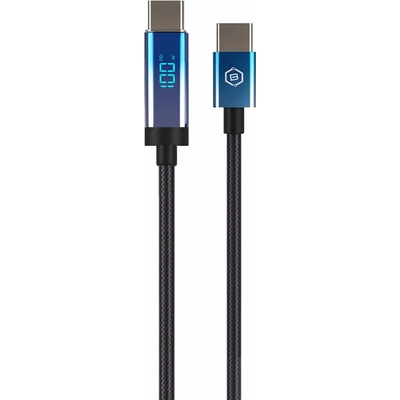 Blavec Кабел с въжена оплетка и дисплей за устройства с USB-C порт - Blavec Velox Braided USB-C to USB-C Cable 100W PD (120 см) (CVE-CC5B12)