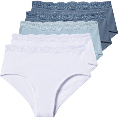 esmara Dámské kalhotky s vysokým pasem s BIO bavlnou 5 kusů modrá bílá – Zboží Dáma