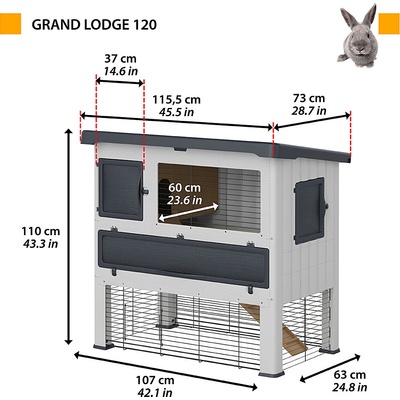 Ferplast Klietka GRAND LODGE 120 pre zajace 115,5 x 73 x 119 cm