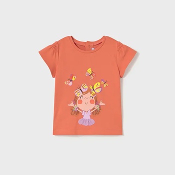 MAYORAL Тениска къс ръкав с цветна щампа в морковен цвят за мини момиче Майорал