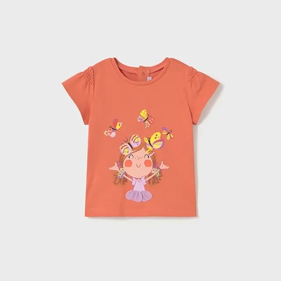 MAYORAL Тениска къс ръкав с цветна щампа в морковен цвят за мини момиче Майорал