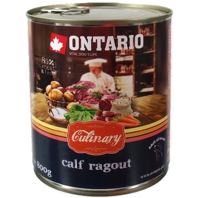 ONTARIO culinary calf ragout with duck - деликатесна консерва за куче с телешко и патешко 800 гр, Чехия 214-22014