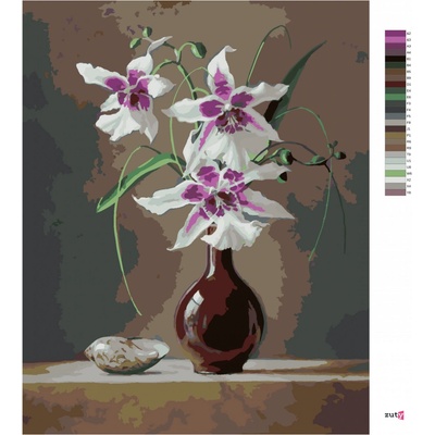 Zuty Malování podle čísel ZÁTIŠÍ ORCHIDEJ V ČERVENÉ VÁZE A MUŠLE PIETER WAGEMANS