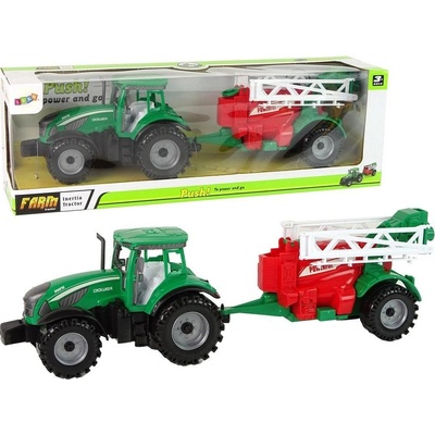 LEANToys Zelený zemědělský traktor s červeným postřikovačem