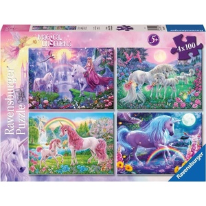 Ravensburger Пъзел Ravensburger от 4 x 100 части - Магически еднорози (5654) - ozone
