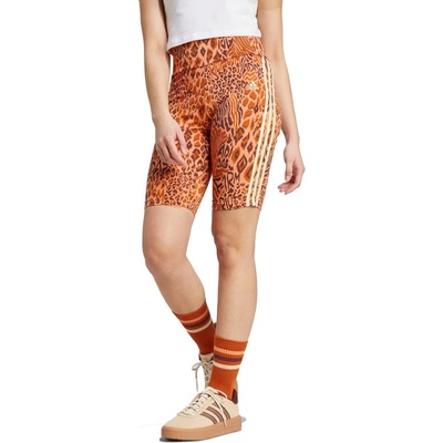 adidas kraťasy dámské vzorované high waist IV9737 oranžová