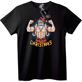 NOONEBRAND Тениска Мускулест Дядо Коледа - 4XL, Black