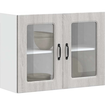 vidaXL Кухненски стенен шкаф със стъклена врата "Kalmar", сив, инженерно дърво сонома (853613)