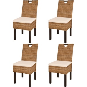 vidaXL Трапезни столове, 4 бр, кубу ратан, мангово дърво (274362)