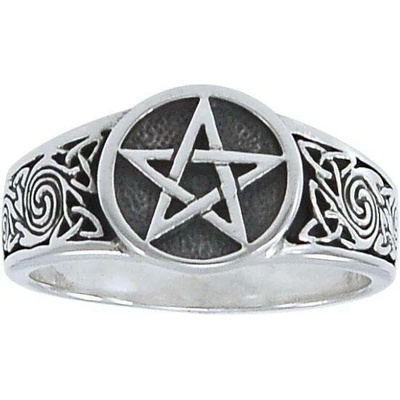 Fantasy Šperky MAGICKÝ PRSTEN pentagram stříbro P3349