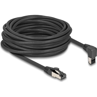 Delock RJ45 мрежов кабел Cat. 8.1 S/FTP 90 градуса огъване нагоре / прав 10 м черен