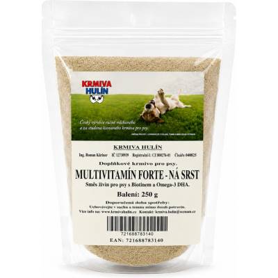 Krmiva Hulín Multivitamín Forte s Biotinem Omega-3 DHA na srst pro psy 250 g