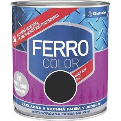 Chemolak Ferro Color Farebný email U 2066, čierna 1999, pololesklý, 750ml