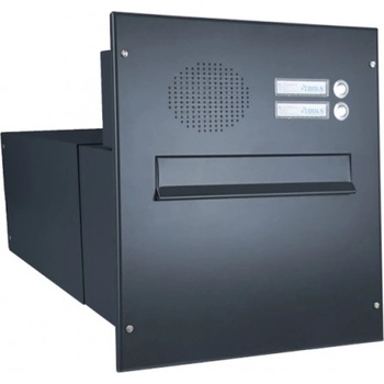 1x poštovní schránka B-242 k zazdění do sloupku + čelní deska s 2x zvonkem a přípravou pro HM - lakovaná - RAL 7016 MAT. - ANTRACIT