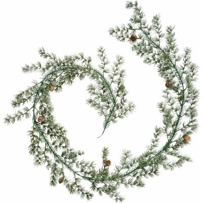 Ib Laursen Dekorativní girlanda Cedar with Cones 190 cm, zelená barva, plast
