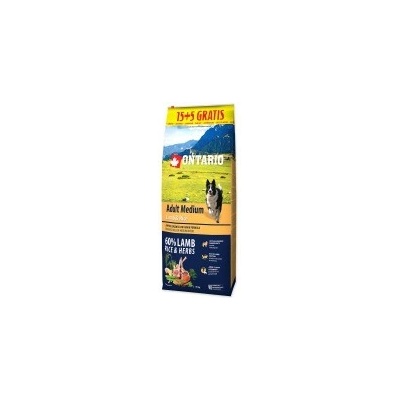 Ontario Dog Adult Medium Lamb & Rice 2 x 20 kg