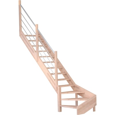 StarWood Schody Mykonos Pro bukové levé 80cm otevřené dřev. nerez. zábradlí