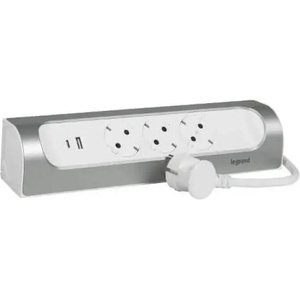 Legrand РАЗКЛОНИТЕЛЕН ЪГЪЛ 3х ШУКО+usb a+c КАБЕЛ 1м legrand - БЯЛ/АЛУМИНИЙ (3414971944268)