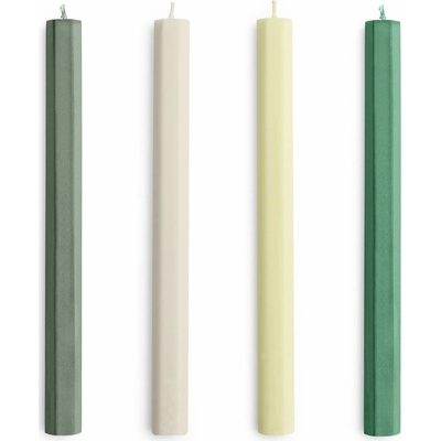HAY Svíčky Hexagon Candle set 4ks, greens and whites - HAY Svíčka Hexagon Candle Greens and Whites – set 4 ks, multi barva, vosk