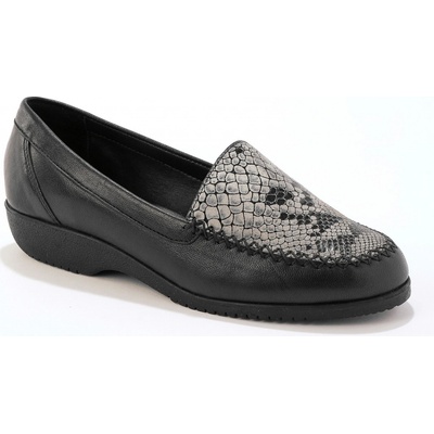 Blancheporte kožené mokasíny vzor hadí kůže černá/šedá