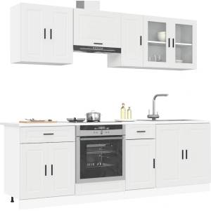 vidaXL Комплект кухненски шкафове от 8 части "Porto", бяло инженерно дърво (3314841)