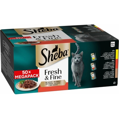 MultiSheba Fresh & Fine kapsičky 50 x kuracie hovädzie a kačacie v omáčke 50 g