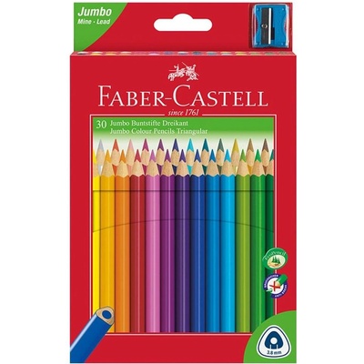 Faber-Castell Цветни моливи Triangular Jumbo, 30 цвята, с вк (1015120135)