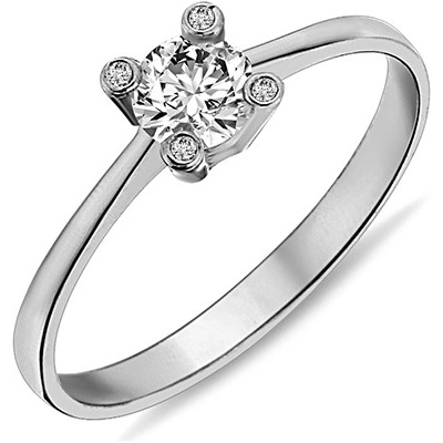 Lillian Vassago Prsten zdobený zirkony bílé zlato LLV98 GR081W