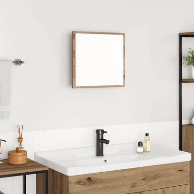 vidaXL LED огледало за баня Дъб 40 x 37 x 8.5 см Инженерна дървесина (875412)
