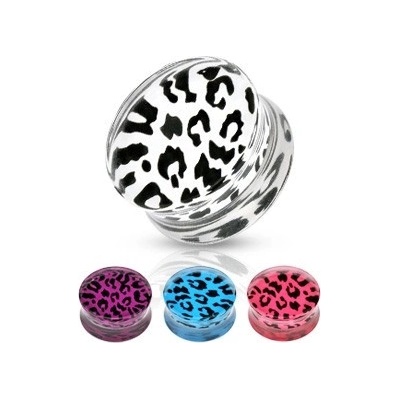 Šperky eshop sedlový plug z akrylu leopardí vzor různé barvy a velikosti Y12.18 růžová