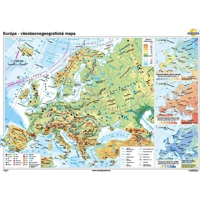 Cartographia Európa - všeobecnogeografická mapa (140x100 cm – 1:4250000), nástenná, fóliovaná, lištovaná