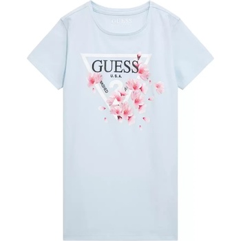 Image 1 of GUESS Светло синя тениска с къс ръкав с цветя и бяло лого Guess