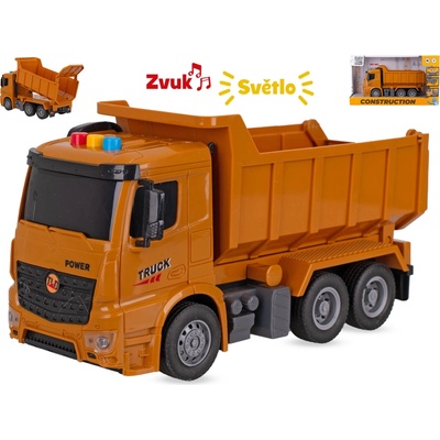 Mikro trading Auto stavební sklápěčka 26 cm na setrvačník se světlem a zvukem