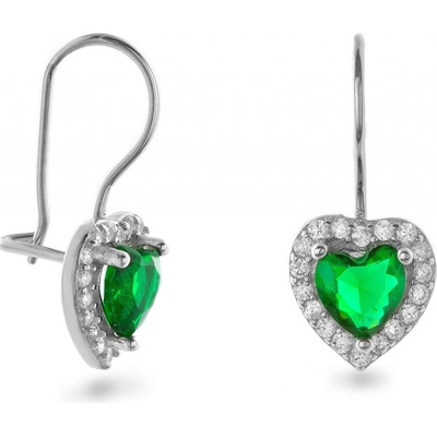Again Jewelry strieborné visiace náušnice Srdiečko so zirkónmi AJNS0048