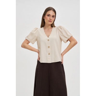 Moodo Бежова дамска риза с къс ръкав Moodo | Bezhov | ЖЕНИ | XS