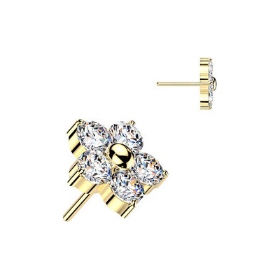 Šperky4U Zlacená ozdobná část k PUSH IN piercingu TITAN TIT1652-GDC