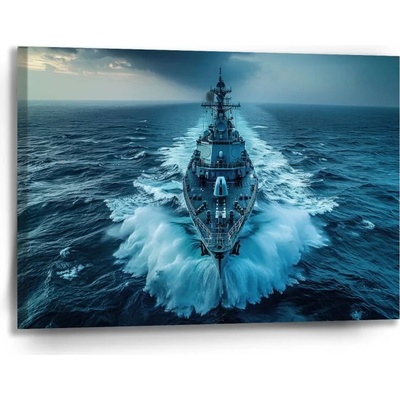 Sablio Obraz Vojnová loď prerážajúca oceán - 90x60 cm