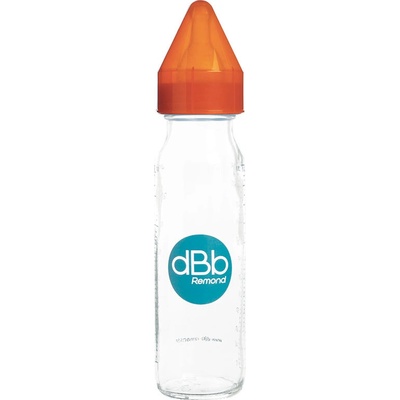 dBb Remond kojenecká lahvička skleněná savička silikon Orange 240 ml