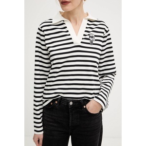 Karl Lagerfeld Памучна блуза с дълги ръкави IKON (A4W17081) - answear - 148,62 лв