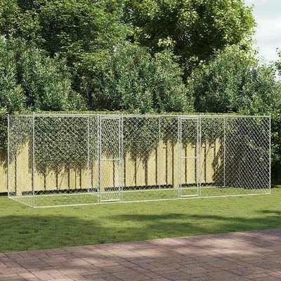 vidaXL Klec pro psy se 3 dveřmi 600 x 200 x 200 cm pozinkovaná ocel stříbrná 9799.3368312