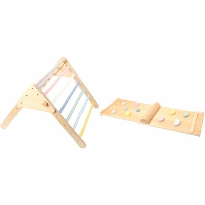 EliNeli dřevěnáPiklerové trojúhelník 59 cm set s montessori prknem pastelový – Zboží Dáma