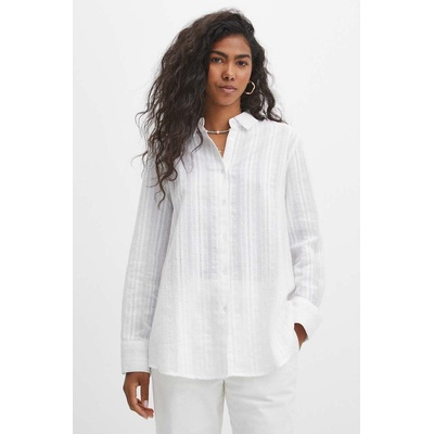 MEDICINE Памучна риза Medicine дамска в бяло със свободна кройка с класическа яка (RS24.KDD801)