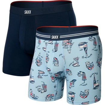 Saxx Мъжко синтетично термобельо Saxx Vibe Xtra Boxer Brief Fly 2-Pack Synthetic base layer - High Brow Low Life / Navy (014-2280-0411)