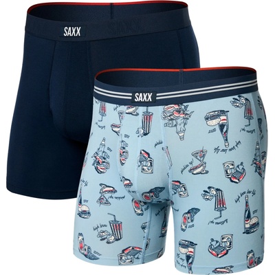 Saxx Мъжко синтетично термобельо Saxx Vibe Xtra Boxer Brief Fly 2-Pack Synthetic base layer - High Brow Low Life / Navy (014-2280-0411)